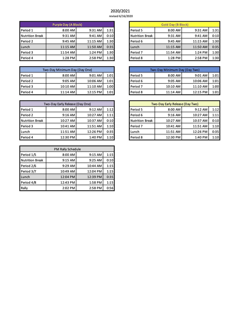 Bell Schedule