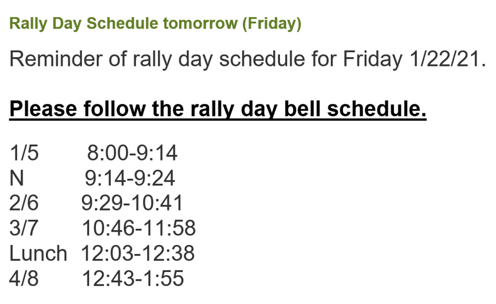 Yolo Rally Schedule