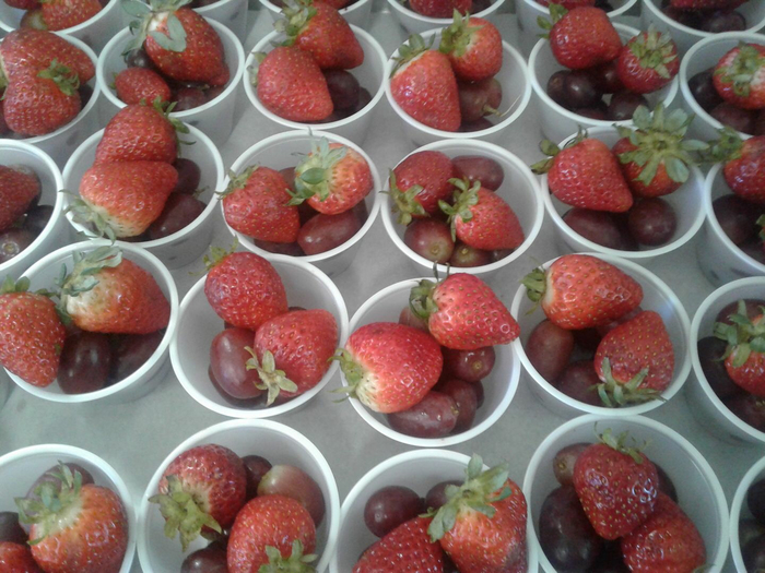 Fresh fruit cups prepared by Miss Sandy