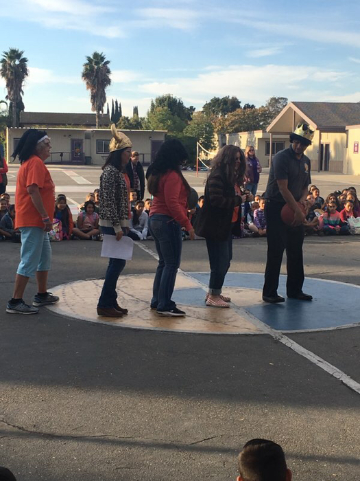 Teachers performing an anti-bullying skit. 