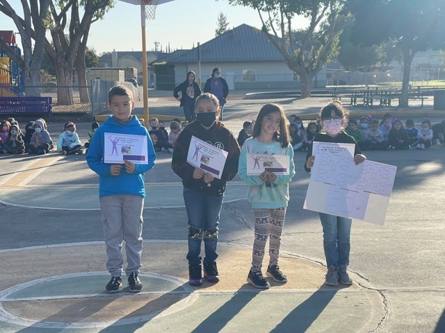 Second Grade Students getting their awards for placing in the Connect Four Tournament