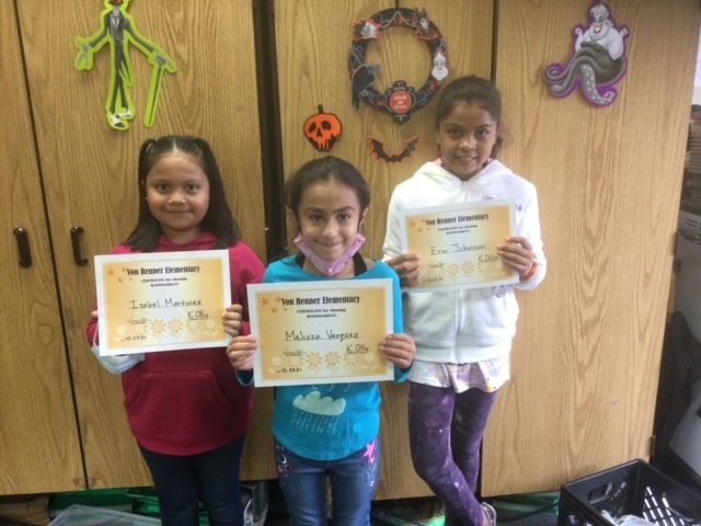 Ms. Ollis' Students who earned the Responsibility Award