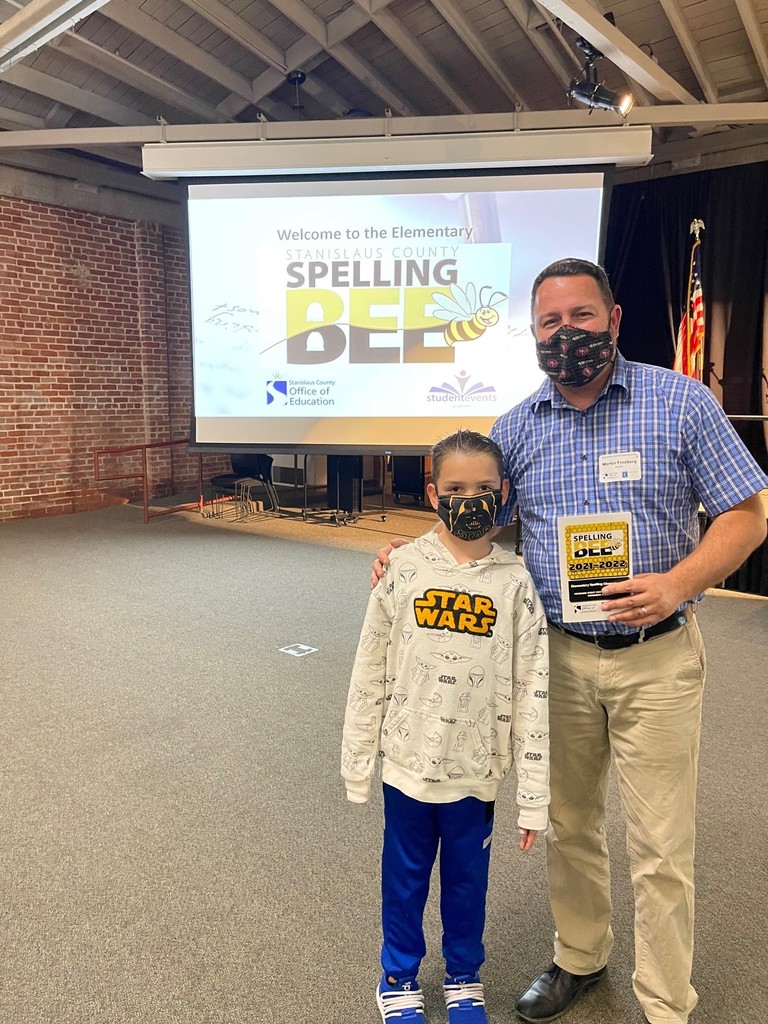 Image of Nathan and Mr. Freeberg at the County Spelling Bee