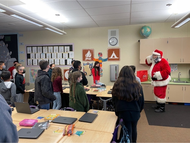 Santa visiting Barrington students.