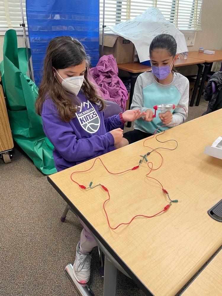 Students learn about electricity.