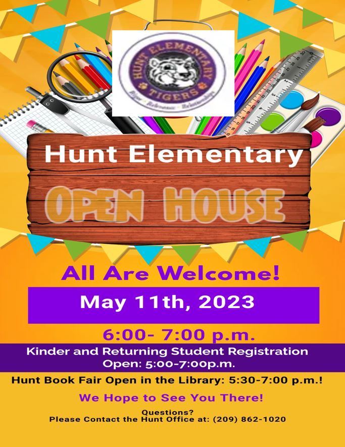 Hunt Open House May 11th 6-7pm