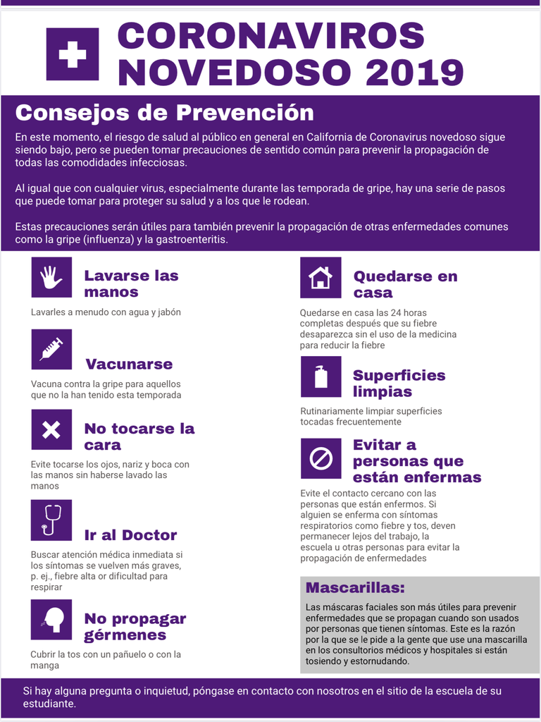 Coronavirus flyer Spanish