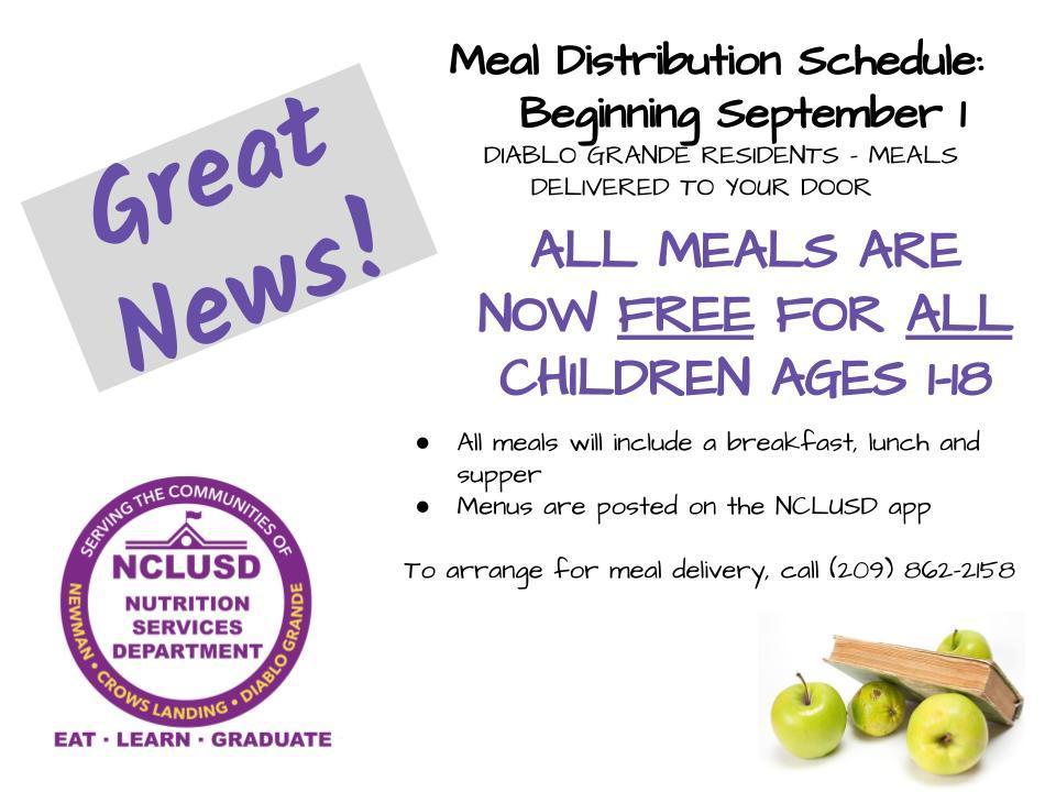 Meal distribution schedule