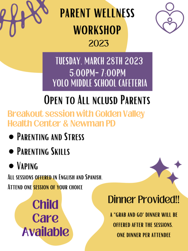 Parent Wellness Workshop 2023 Flyer